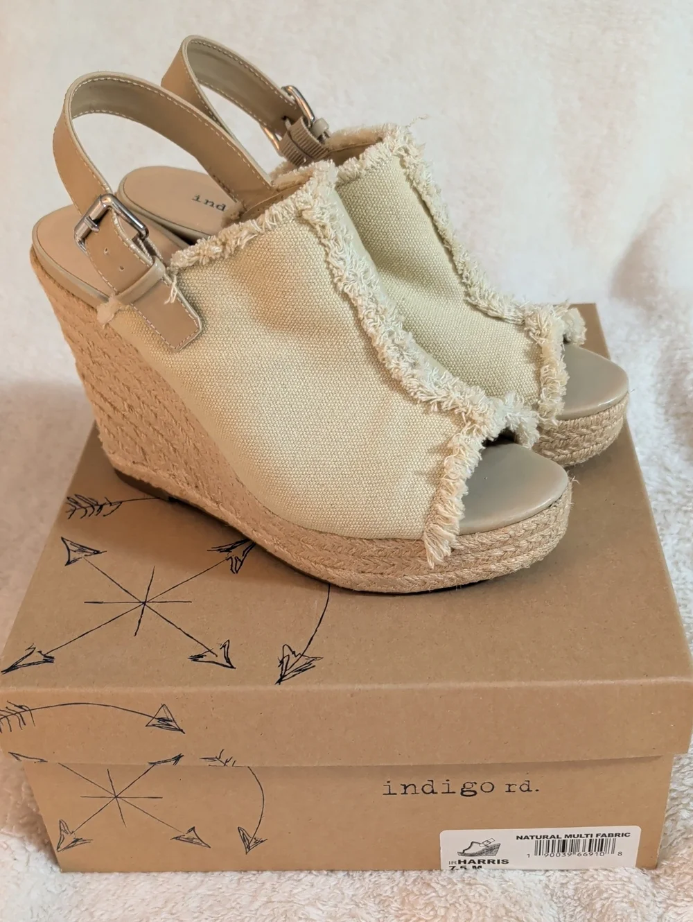 Women's Indigo Rd. Harris Canvas Espadrille Platform Wedge Sandals - Size 7.5